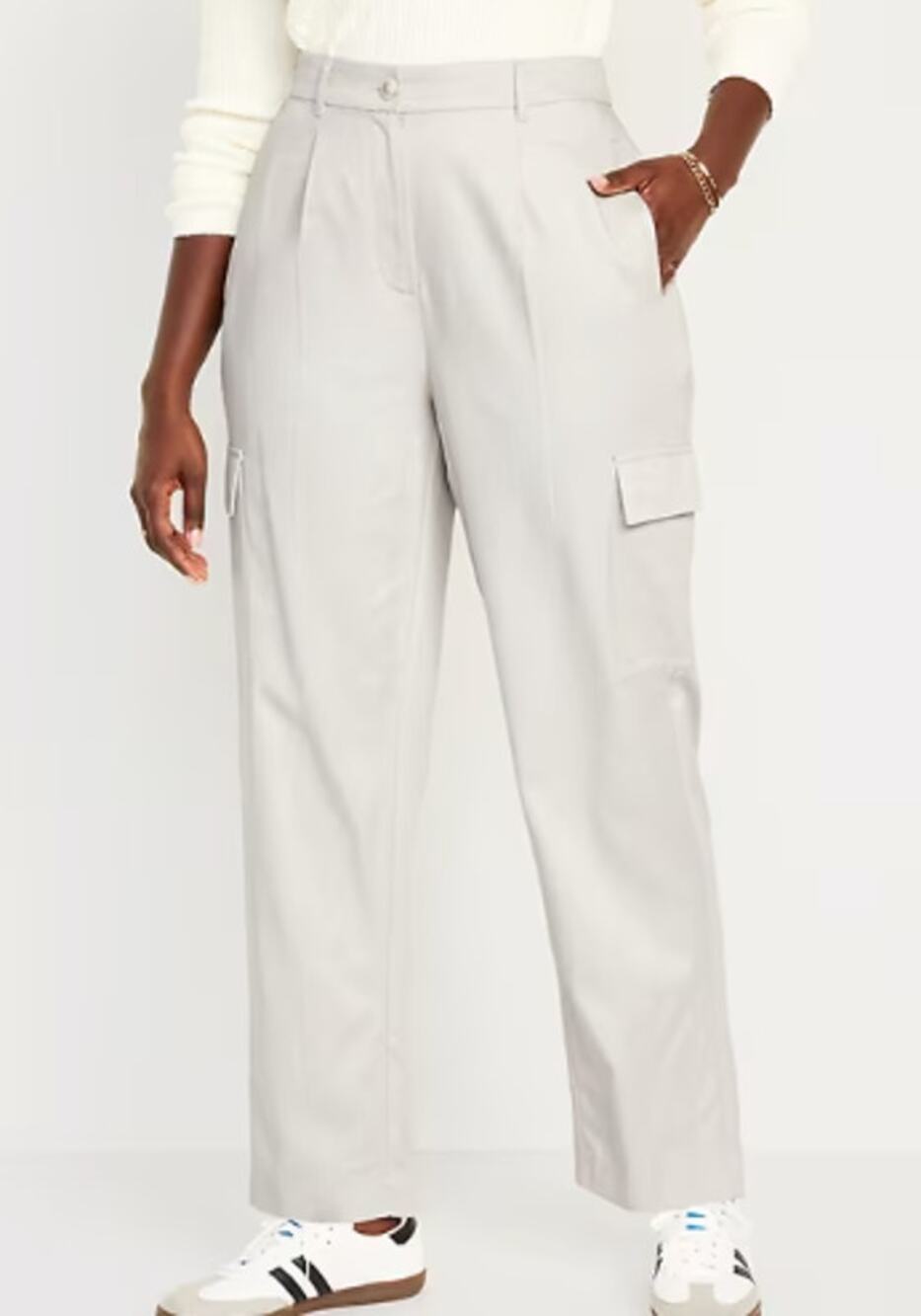 Old Navy Silver Gray Extra High Waisted Taylor Trouser Cargo Pants NEW XL Womens